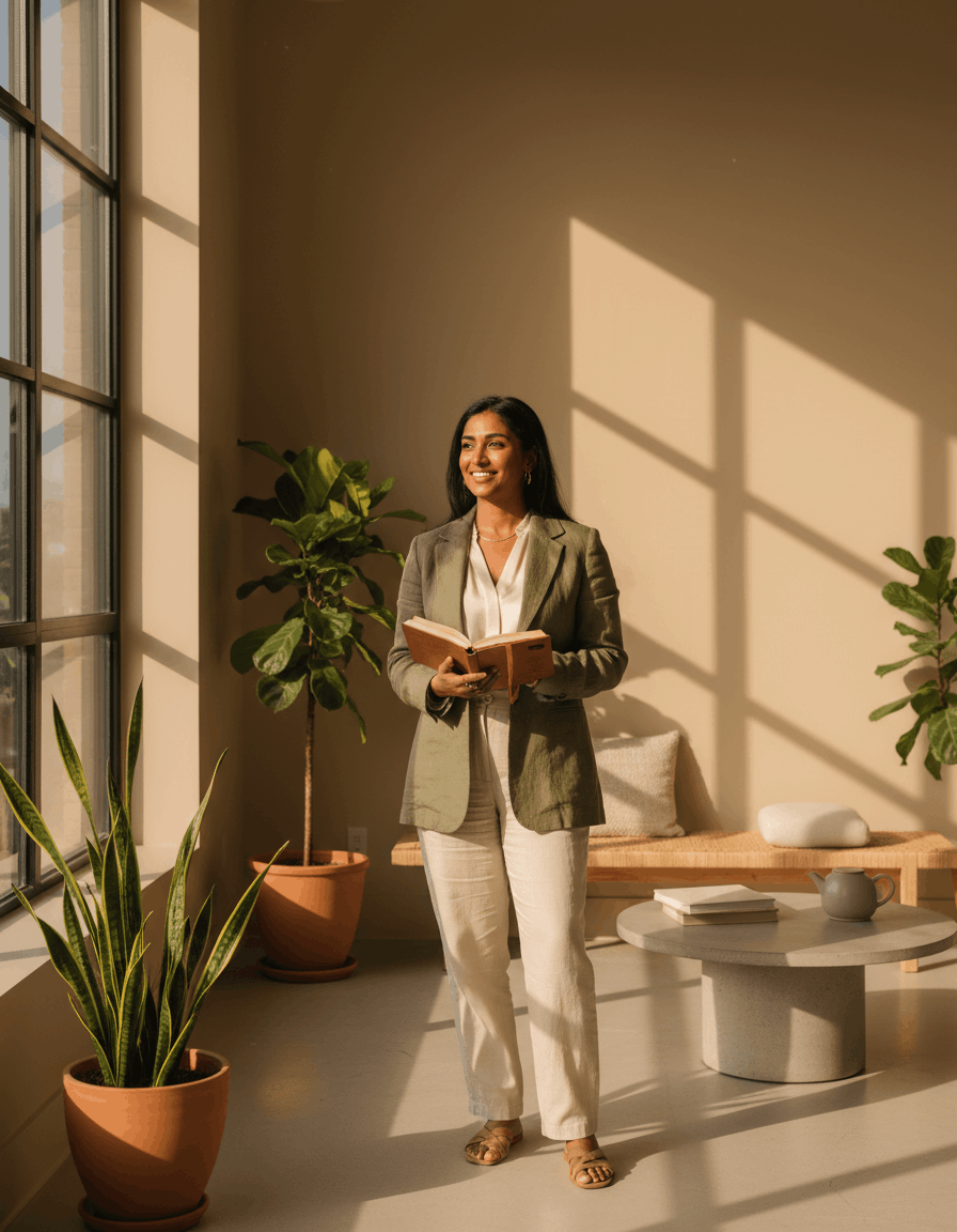 Calm Mind Inside facilitator in a warm, light-filled workshop setting