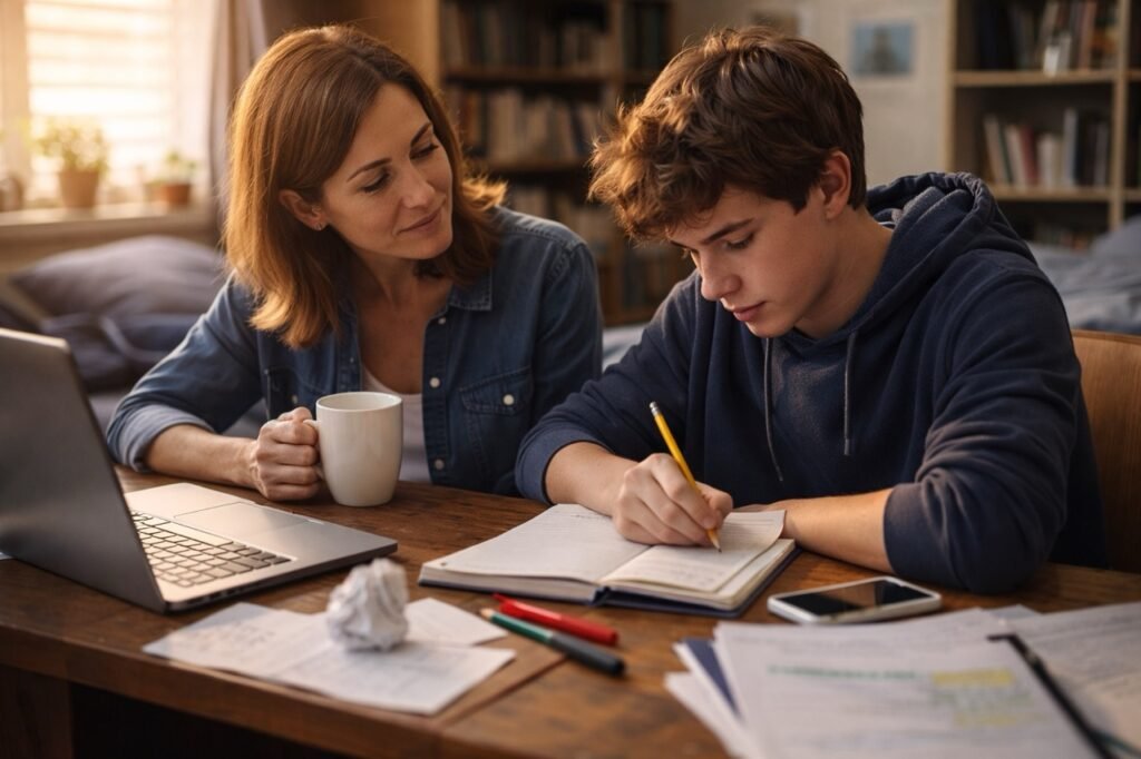 Child and teen studying with ADHD support