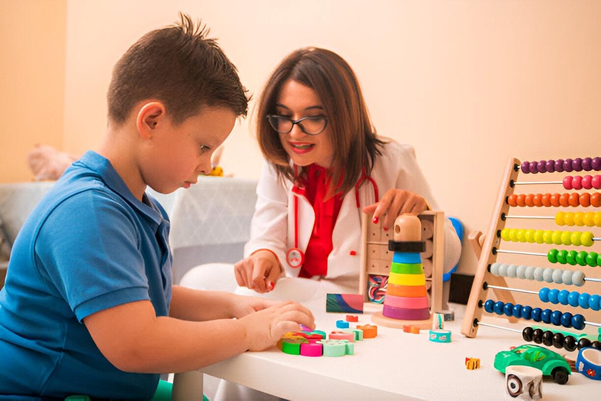 Child showing early signs of autism during play