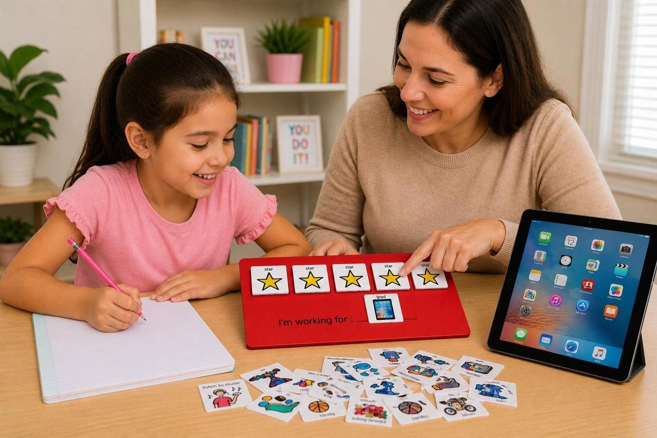 BCBA working with child during ABA therapy
