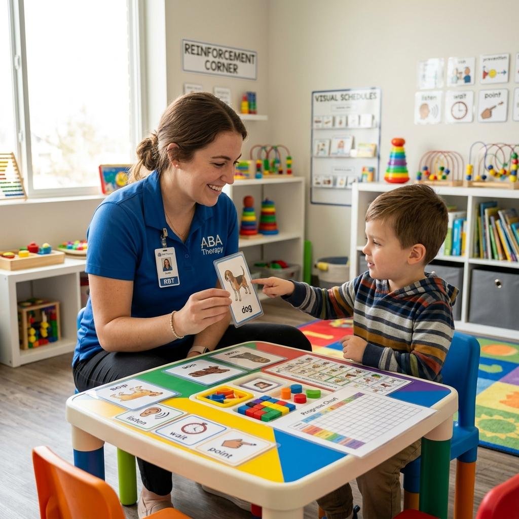 Child engaged in ABA therapy play-based activity